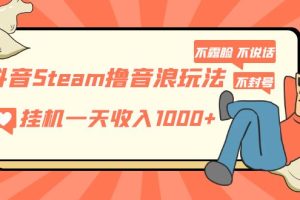 【第4442期】抖音怎么赚音浪：抖音Steam撸音浪玩法，挂机一天收入1000+不露脸不说话不封号
