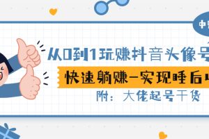 【副业3239期】抖音头像号怎么赚钱：玩赚抖音头像号，实现睡后收入！附：大佬起号干货