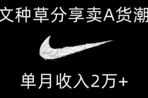 【第6310期】图文种草分享卖A货潮鞋，每天一小时，单月收入2万+【揭秘】