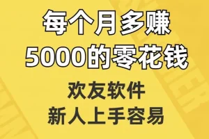 【第6306期】欢友软件，新人上手容易，每个月多赚5000的零花钱【揭秘】