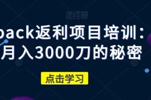 【第6293期】赚美金项目：cashback返利项目培训，轻松月入3000刀的秘密