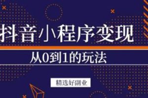 【副业3436期】抖音小程序怎么赚钱：抖音小程序变现、起号、素材、剪辑，日入300+