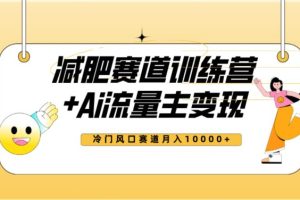 【第6268期】全新减肥赛道AI流量主+训练营变现玩法教程，蓝海冷门赛道小白轻松上手，月入10000+【揭秘】