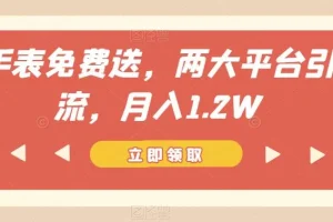 【第6243期】闲鱼+小红书手表免费送项目，两大平台引流，月入1.2W【揭秘】