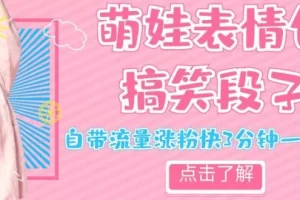 【第6208期】最新萌娃表情搞笑段子热门项目，自带流量3分钟一条视频，日赚300＋