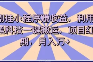 【第6147期】短剧挂小程序赚收益，利用软件黑科技一键搬运，项目红利期，月入万+