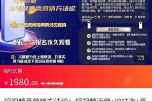 【副业3691】抖音怎么赚钱：抖音短视频运营+IP打造+直播营销，全套教程（价值1980）