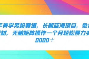 【第6102期】二手美学男粉赛道，长期蓝海项目，无脑矩阵操作一个月轻松暴力变现20000＋