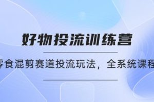 【副业3999】好物零食分享怎么起号，好物推广投流训练营，零食混剪赛道投流玩法