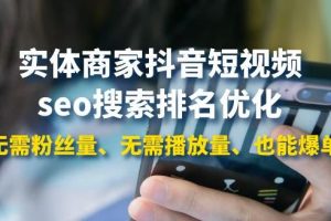 【副业3775】抖音seo怎么做的：实体商家抖音短视频seo搜索排名优化教程
