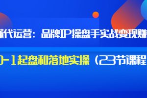 【副业3464期】互联网项目代运营教程：品牌IP运营操盘手实战赚钱，0-1起盘和落地实操