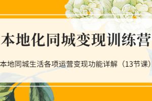 【副业3447期】本地同城赚钱项目：本地化同城生活副业项目变现功能详解（13节课）
