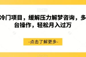 【第5942期】超冷门解梦项目，缓解压力解梦咨询，多平台操作，轻松月入过W