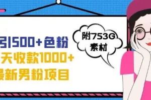 【第5914期】男粉暴利转化项目：一天收款1000+，最新男粉不封号项目，全新的变现方法【揭秘】