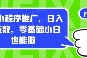 【第5801期】小程序赚钱项目：0撸小程序推广，日入四位数，零基础小白也能做【揭秘】
