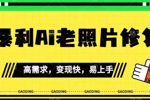 【第5800期】ai老照片修复项目：《最新暴利Ai老照片修复》小白易上手项目