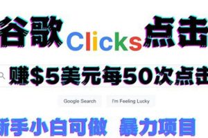 【副业3628】谷歌点击链接副业赚钱项目，每小时赚215美元【视频教程】