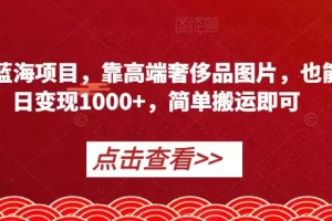 【第5729期】拍奢侈品赚钱：冷门蓝海项目，搬运高端奢侈品图片，单日变现1000+