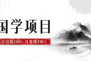 【第5638期】国学项目怎么运营：抓住风口搞钱，最新国学项目日引流100+，月入3W+
