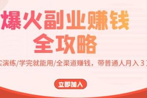 【副业3791】副业赚钱的路子有哪些：爆火副业赚钱全攻略，全渠道赚钱，普通人月入３万