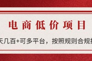 【副业3979】电商赔付项目：合规操作可多平台一天几百+，电商低价赔FU项目
