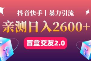 【副业4030期】怎样做副业赚钱：最高日收益2600+丨盲盒交友蓝海引流项目2.0
