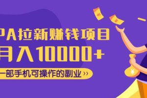 【副业4073期】CPA项目赚钱：月入10000+一部手机可操作的副业，CPA拉新赚钱项目