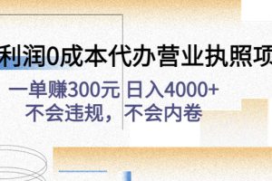 【副业4121期】代办营业执照项目：高利润0成本，一单赚300元，不会违规不会内卷