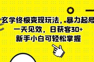 【第5063期】玄学怎么赚钱：玄学终极变现玩法，小白暴力起号获客变现全套