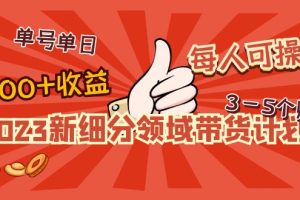 【副业4243期】带货怎么赚钱：2023新细分领域带货计划，单号单日1000+，每人可操作3-5个账号