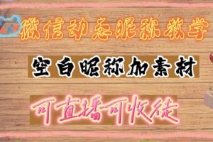 【副业4352期】微信赚钱一单一结：微信动态昵称设置方法，可抖音直播引流，日赚上百【教程+素材】
