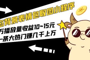 【第4666期】怎么用表情包赚钱：动态背景表情包取图小程序，每万播放量收益10~15