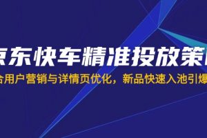【第9251期】京东快车精准投放策略，结合用户营销与详情页优化，新品快速入池引爆流量