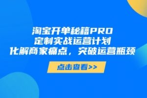 【第9396期】淘宝开单秘籍PRO，定制实战运营计划，化解商家痛点，突破运营瓶颈