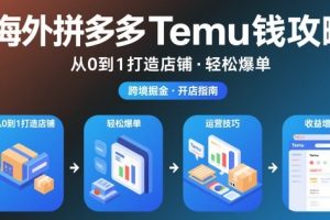 【第9676期】海外拼多多temu钱攻略从0到1打造店铺，轻松爆单