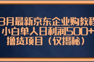 【第4559期】3月最新京东企业购教程，小白单人日利润500+撸货项目（仅揭秘）