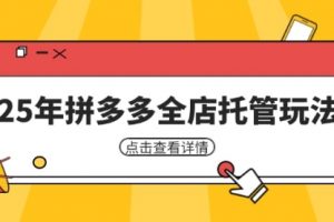 【第9300期】25年拼多多全店托管玩法，矩阵动销裂变玩法如何低风险盈利 新手运营秘籍