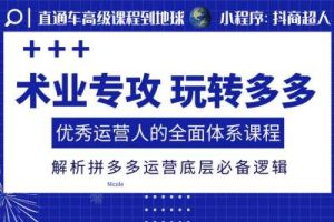 【第8756期】术业专攻玩转多多，优秀运营人的全面体系课程，解析拼多多运营底层必备逻辑