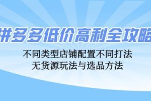 【第8427期】拼多多低价高利全攻略：不同类型店铺配置不同打法，无货源玩法与选品方法