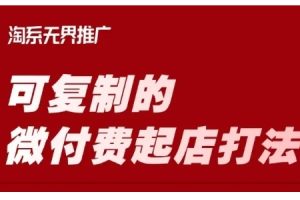 【第9131期】淘宝可复制的微付费起店打法，带你掌握可复制的微付费起店打法