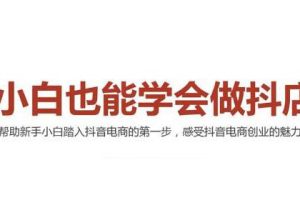 【副业2470期】最新抖音小店无货源视频教程：小白也能学会做抖店轻松月入过W