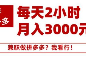 【副业2297期】搜外网·拼多多副业兼职课程，每天2小时月入3000元