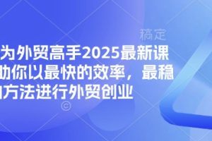 【第9256期】外贸高手2025最新课程，帮助你以最快的效率，最稳的方法进行外贸创业