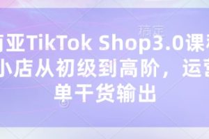 【第9254期】东南亚TikTok Shop3.0课程，TK小店​从初级到高阶，运营出单干货输出