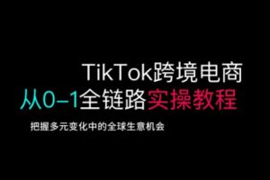 【第9162期】TikTok跨境电商从0-1全链路全方位实操教程，把握多元变化中的全球生意机会