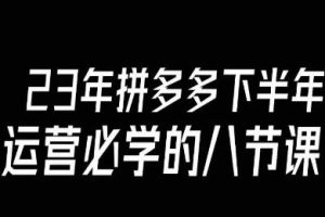 【第6129期】大牙·23年下半年拼多多运营必学的八节课（18节完整）