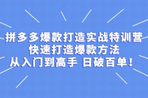【副业2702期】拼多多爆款打造方法：快速打造爆款，从入门到日破百单