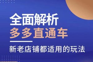 【第5276期】多多直通车怎么开：全面解析多多直通车，​新老店铺都适用的玩法