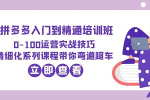 【第5235期】拼多多怎么开店：2023拼多多0-100运营实战技巧，精细化系列课带你弯道超车