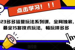 【第4838期】拼多多怎么开店：2023最全拼多多运营​15套技术玩法系列课